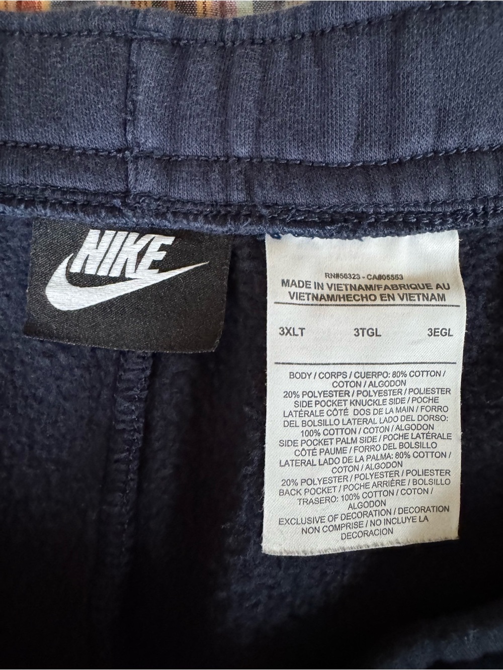 Nike Men's 3XLT Navy Blue Fleece Athletic Shorts drawstring elastic big swoosh - Picture 2 of 15